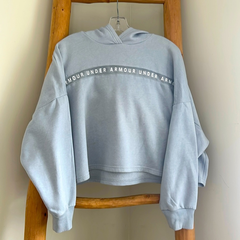 Women’s Under Armour Cropped Hooded Sweatshirt - Light Grey